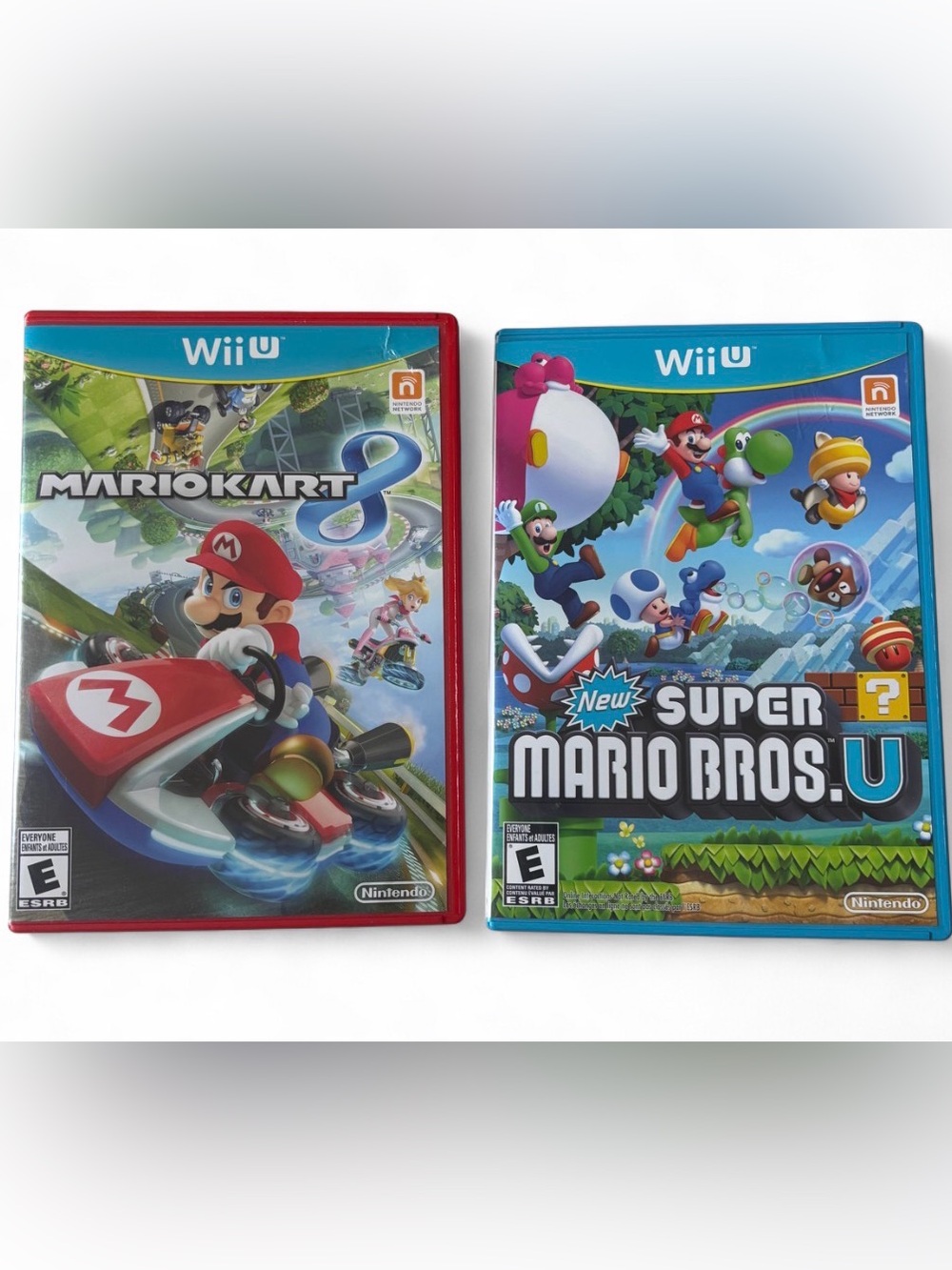 Nintendo Wii U Super Mario Bros. & Mario Kart 8 Bundle Lot w/ Manuels Both Work